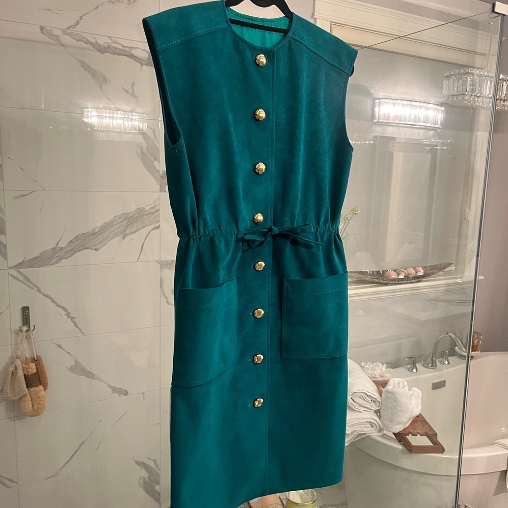 Dressing, rich, extremely rare, find, genuine, ultra, suede jumper dress, size 8 - Picture 11 of 17